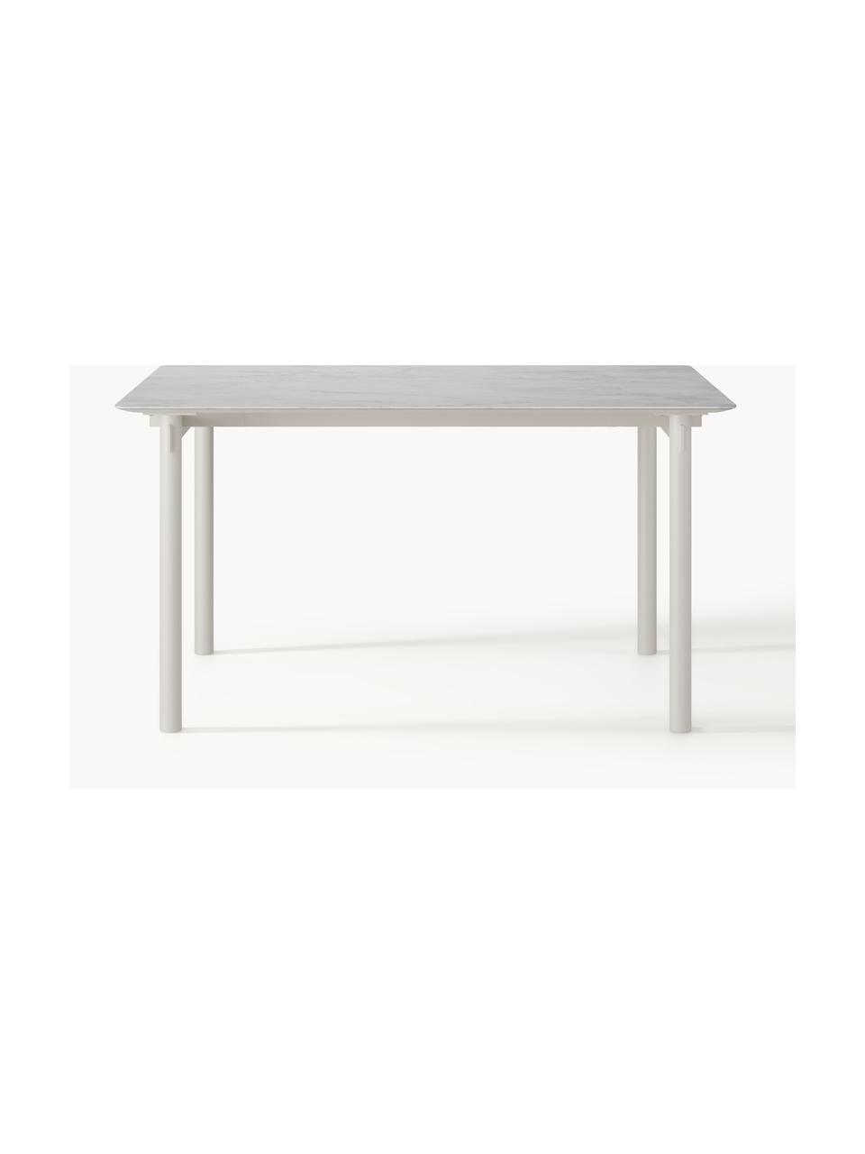 Esstisch Mavi, in verschiedenen Größen, Tischplatte: Keramik, Beine: Metall, pulverbeschichtet, Weiß, B 140 x T 90 cm