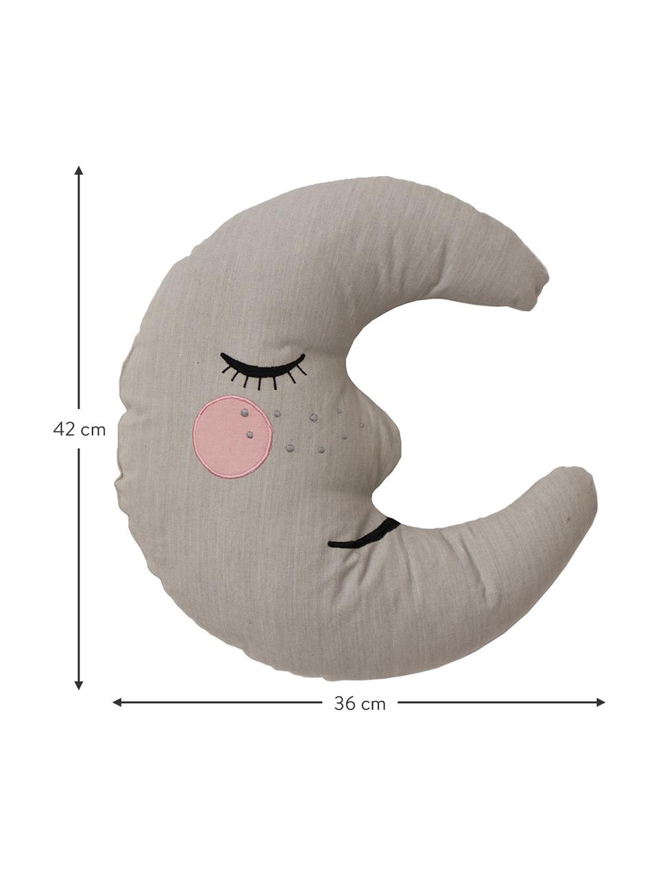 Coussin en coton bio Moon, Gris, larg. 36 x long. 42 cm