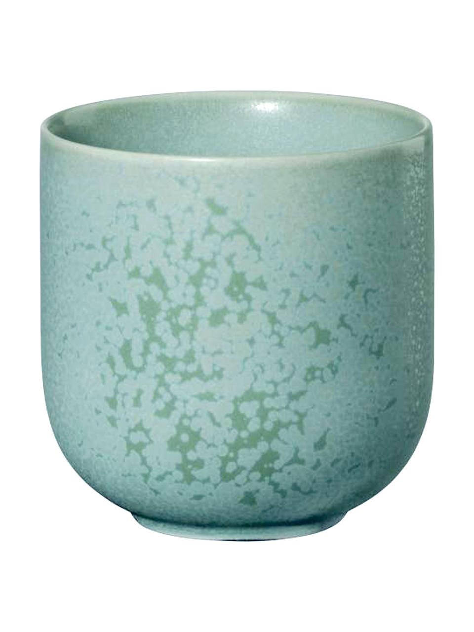 Tazas artesanales Coppa, 2 uds., Porcelana, Verde menta, Ø 8 x Al 8 cm