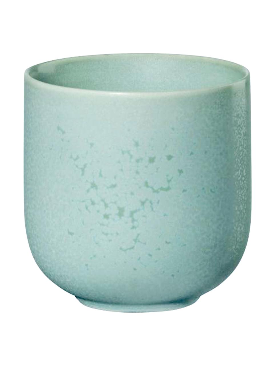 Tazas artesanales Coppa, 2 uds., Porcelana, Verde menta, Ø 8 x Al 8 cm