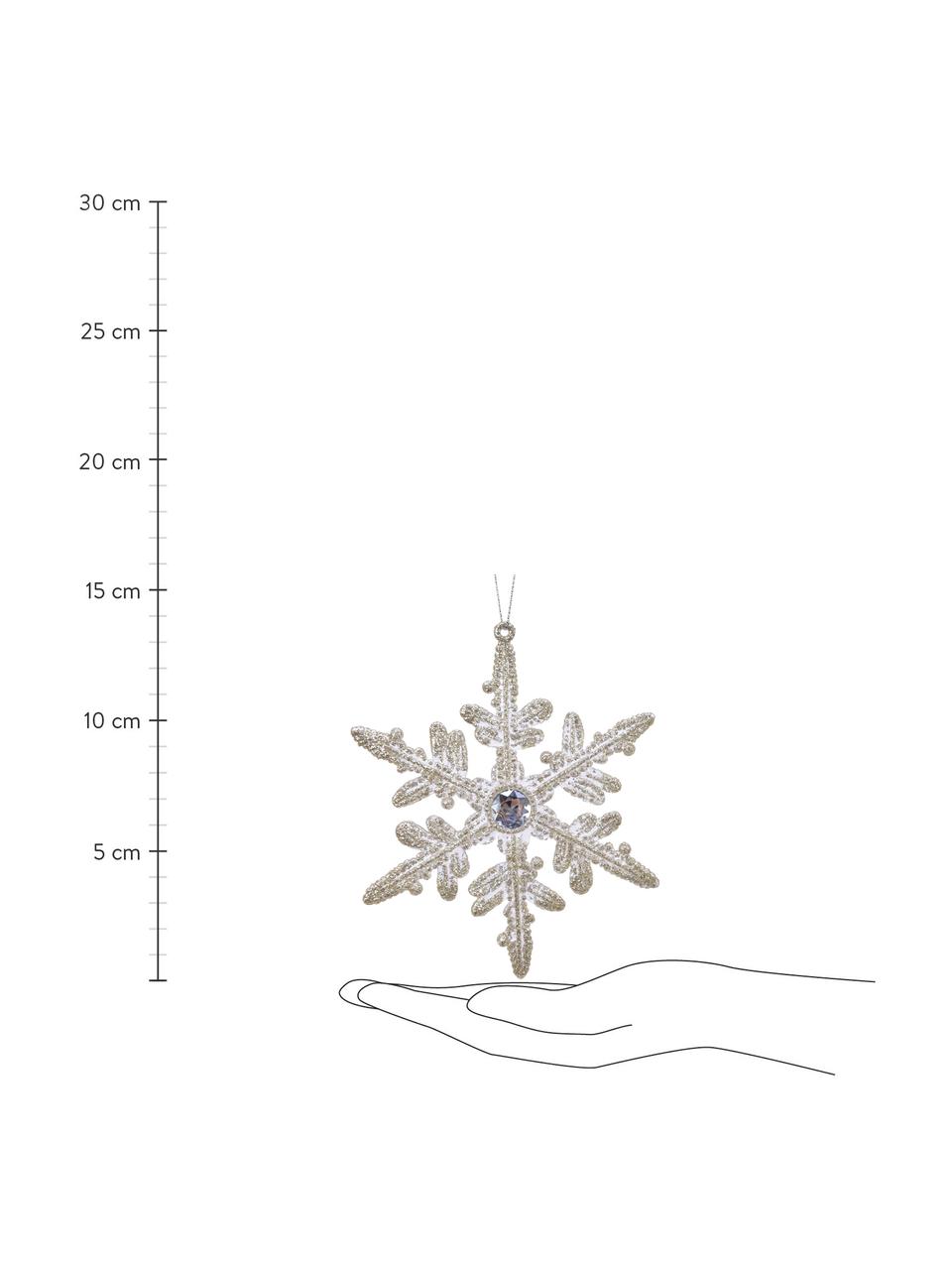 Adornos navideños irrompibles Flakes, 6 uds., Figura: plástico, Plateado, blanco, An 12 x Al 14 cm