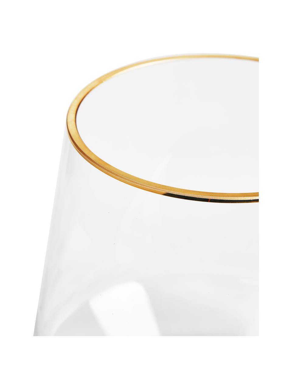 Vaso in vetro soffiato con bordo dorato Joyce, Vetro, Trasparente, Ø 16 x Alt. 16 cm