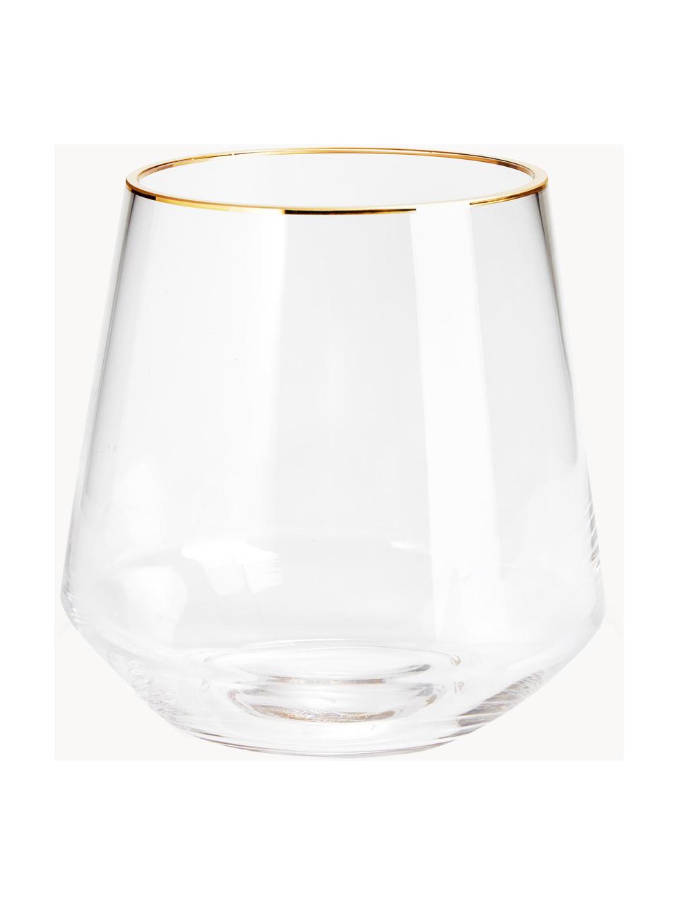 Vaso in vetro soffiato Joyce, alt. 16 cm, Vetro, Trasparente con bordo dorato, Ø 16 x Alt. 16 cm