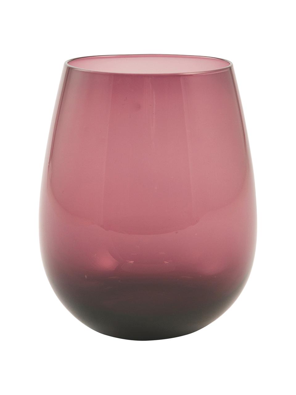 Bolvormige waterglazen Happy Hour in violet, 6 stuks, Glas, Paars, Ø 6 x H 11 cm