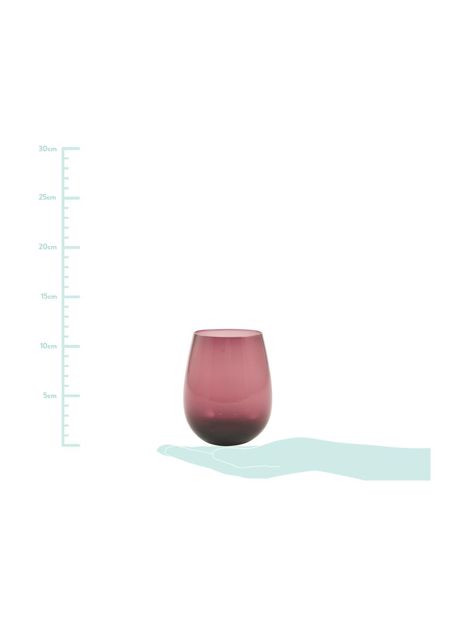Bolvormige waterglazen Happy Hour in violet, 6 stuks, Glas, Paars, Ø 6 x H 11 cm