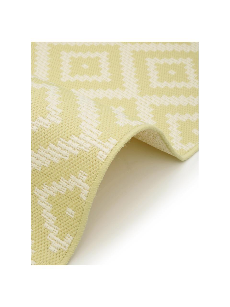 Tapis de couloir extérieur ethnique Miami, Blanc, jaune