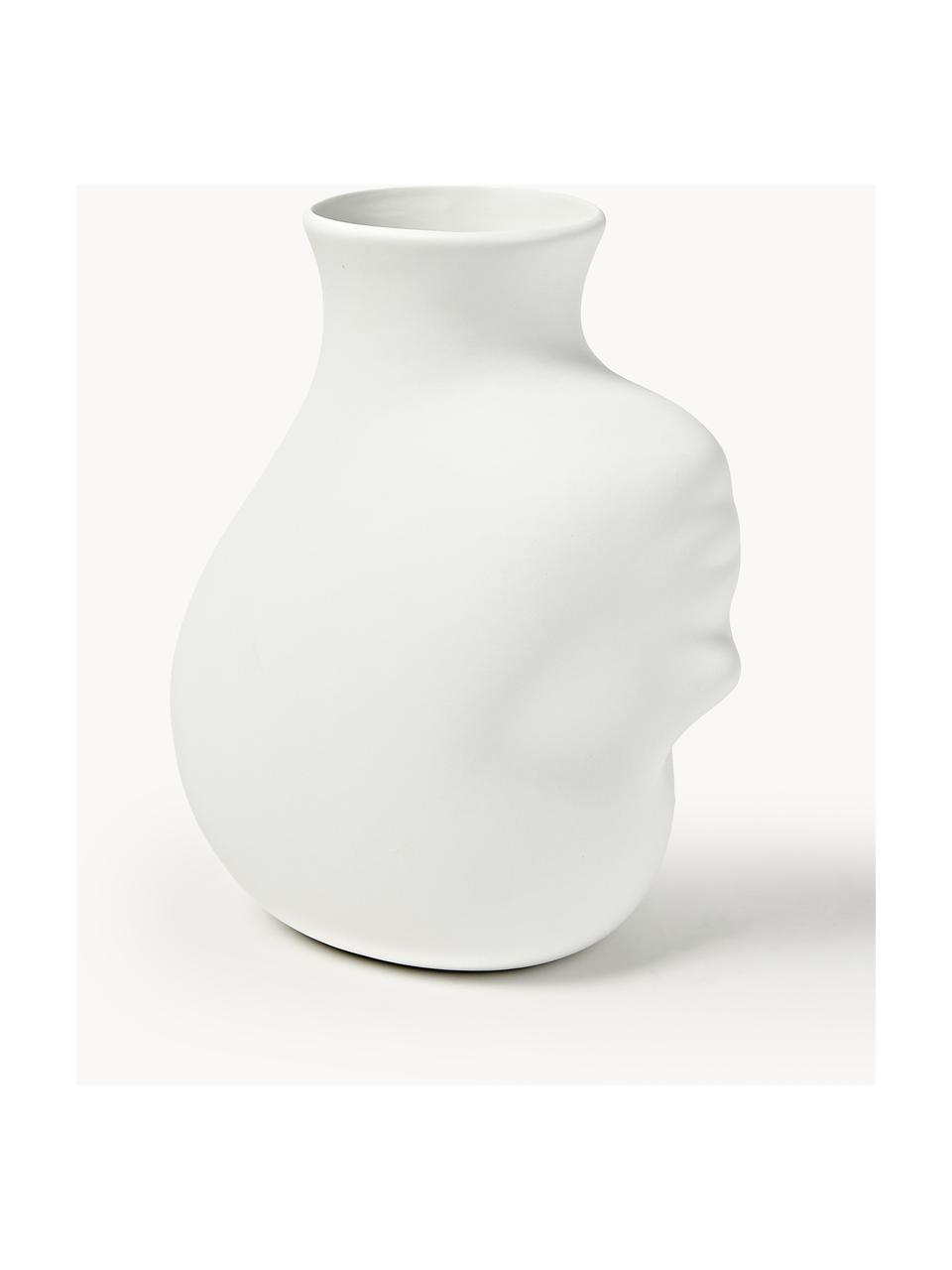 Designová porcelánová váza Headed, V 25 cm, Porcelán, Tlumeně bílá, Š 20 cm, V 25 cm