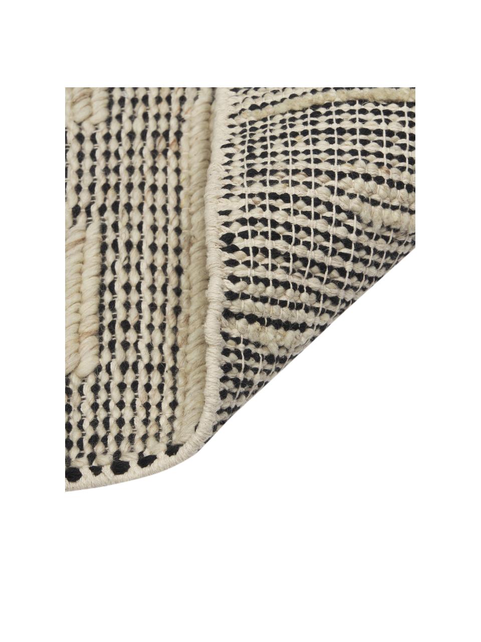 Alfombra corredor artesanal con flecos Rue, 50% lana, 50% algodón 

Las alfombras de lana se pueden aflojar durante las primeras semanas de uso, la pelusa se reduce con el uso diario., Beige, negro, An 80 x L 200 cm