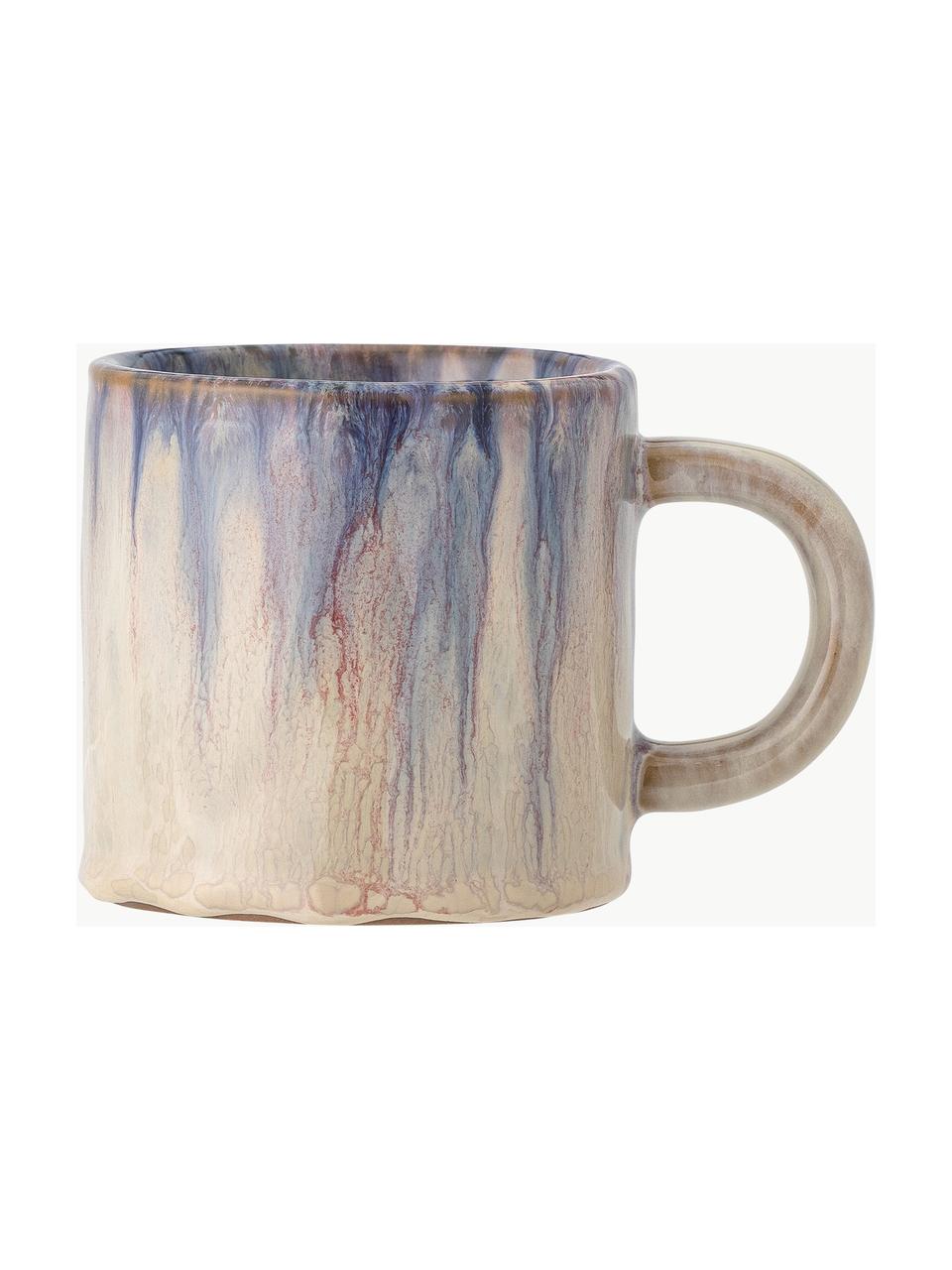 Tasse Amalia mit Glasur, Steingut, Beige, Blau-, Rosatöne, glänzend, Ø 8 x H 8 cm, 250 ml