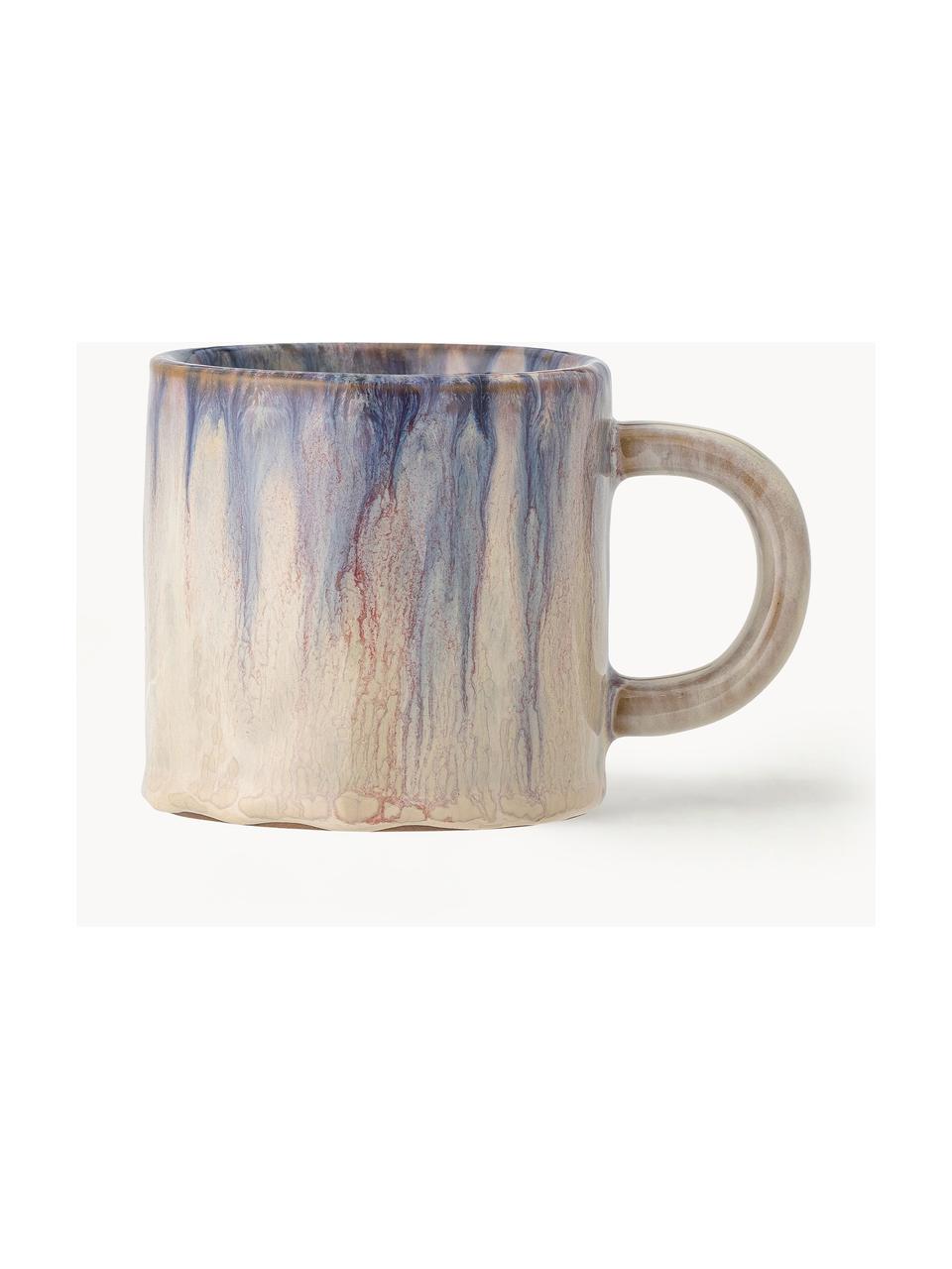 Tasse Amalia mit Glasur, Steingut, Beige, Blau-, Rosatöne, glänzend, Ø 8 x H 8 cm, 250 ml