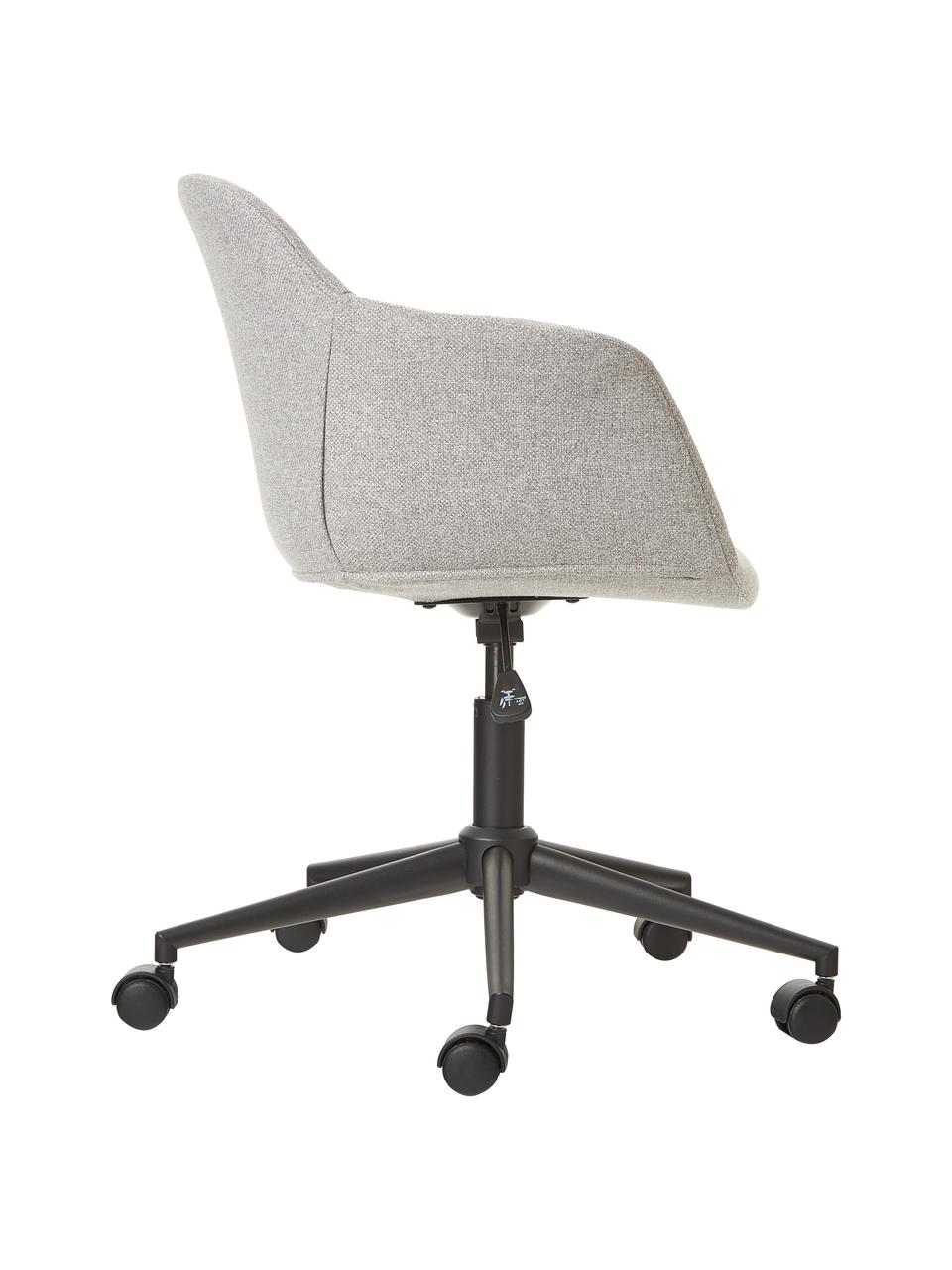 Gestoffeerde bureaustoel Fiji met smalle zitvlak, Bekleding: 100% polyester, Frame: gepoedercoat metaal, Wieltjes: kunststof, Geweven stof lichtgrijs, zwart, B 66 x D 66 cm