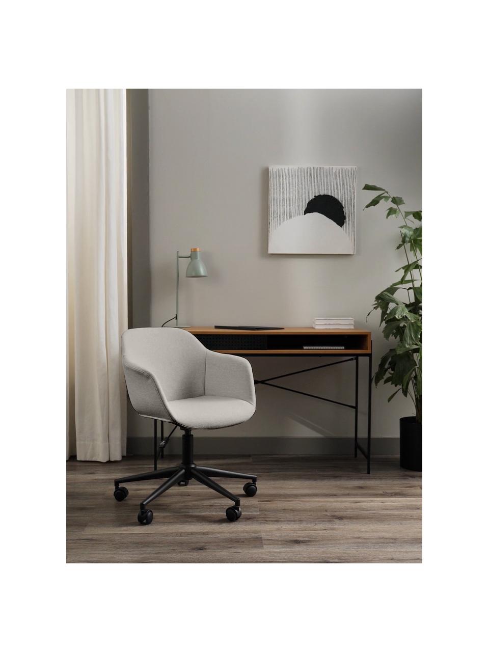 Chaise de bureau pivotante rembourrée, assise étroite Fiji, Tissu gris clair, larg. 66 x prof. 66 cm