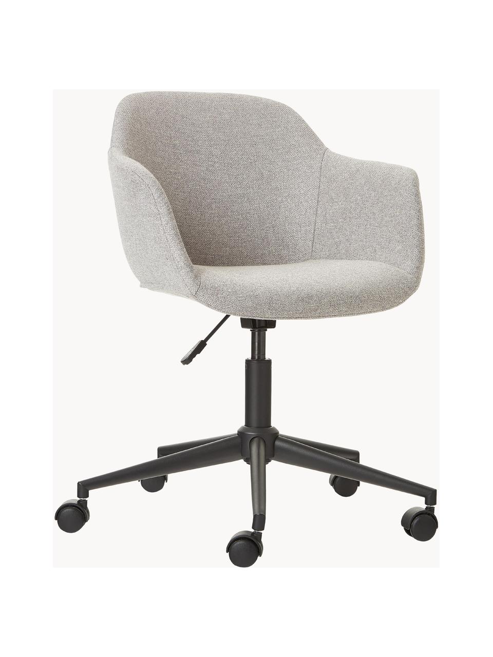 Polster-Schreibtischstuhl Fiji mit schmaler Sitzschale, Bezug: 100% Polyester Der hochwe, Gestell: Metall, pulverbeschichtet, Rollen: Kunststoff, Webstoff Hellgrau, B 66 x T 66 cm