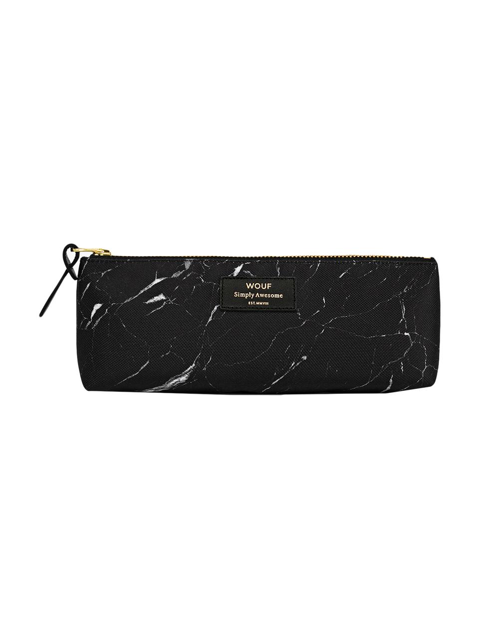 Pennenetui Black Marble, Polyester, leer, Zwart, 22 x 9 cm