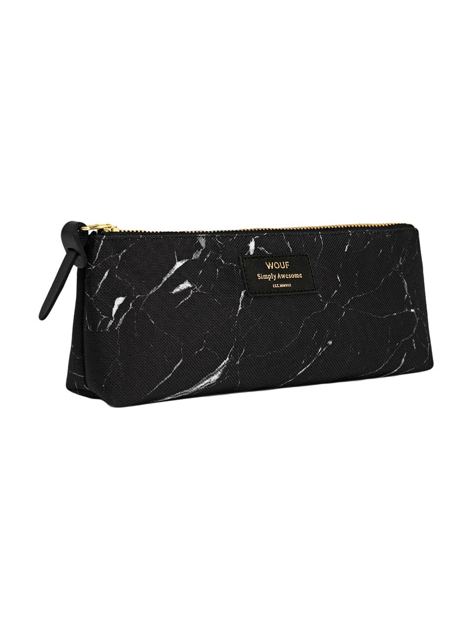 Plumier noir Marble, Polyester, cuir, Noir, larg. 22 x haut. 9 cm