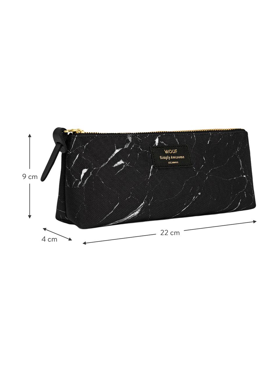 Stifte-Etui Black Marble, Polyester, Leder, Schwarz, marmoriert, 22 x 9 cm