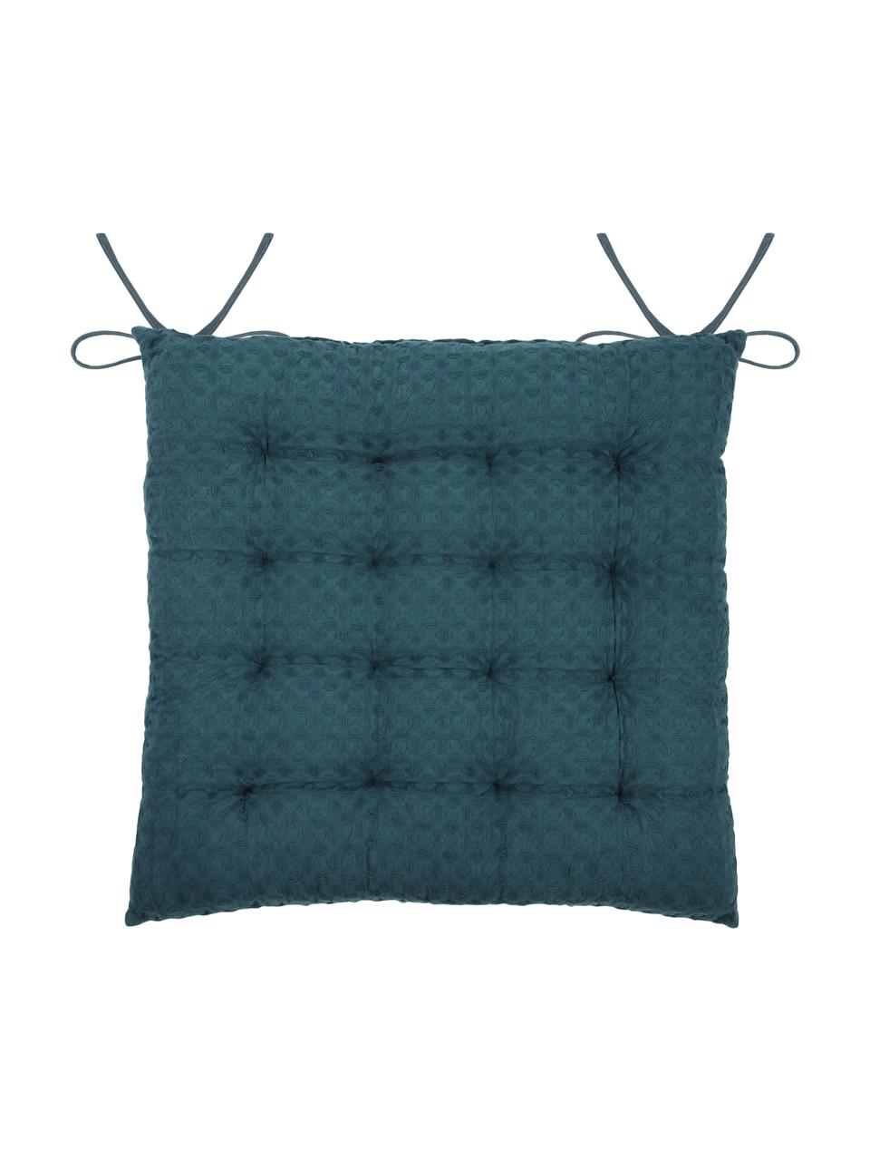 Coussin de chaise 40x40 bleu pétrole matelassé Gopher, Bleu pétrole