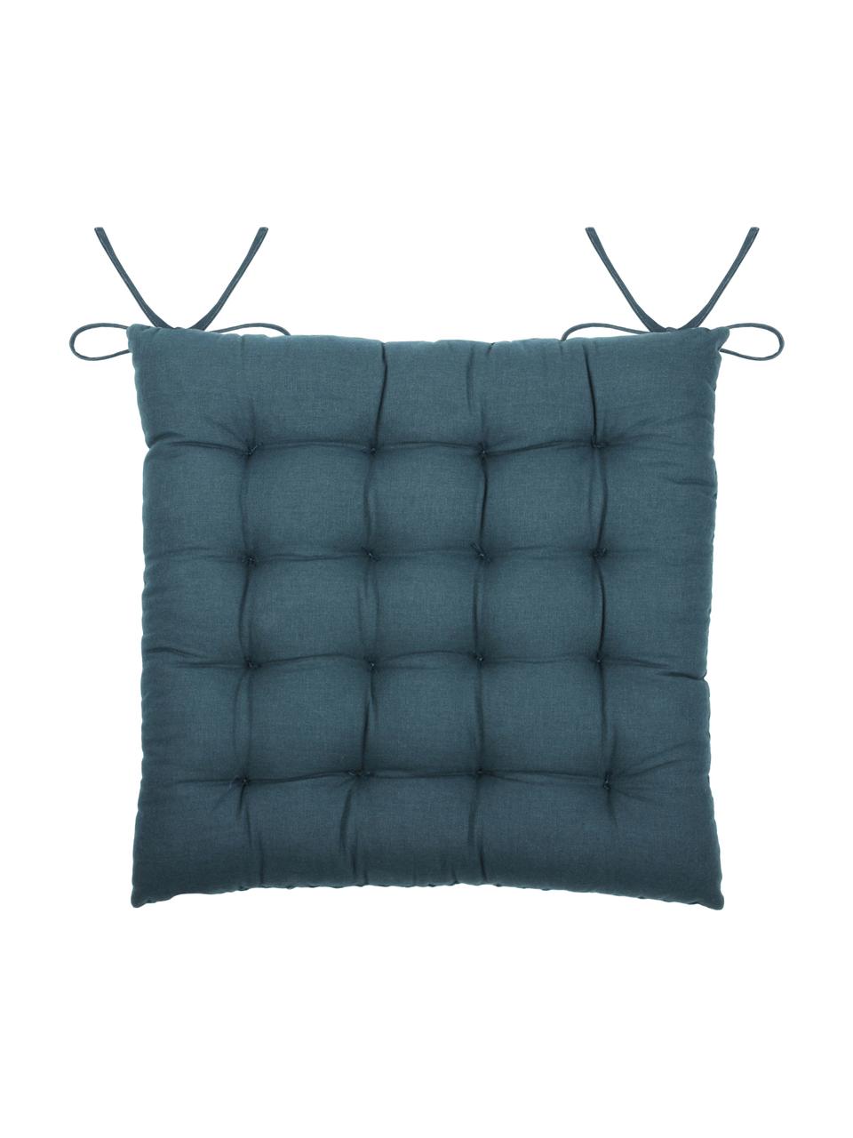 Coussin de chaise 40x40 bleu pétrole matelassé Gopher, Bleu pétrole