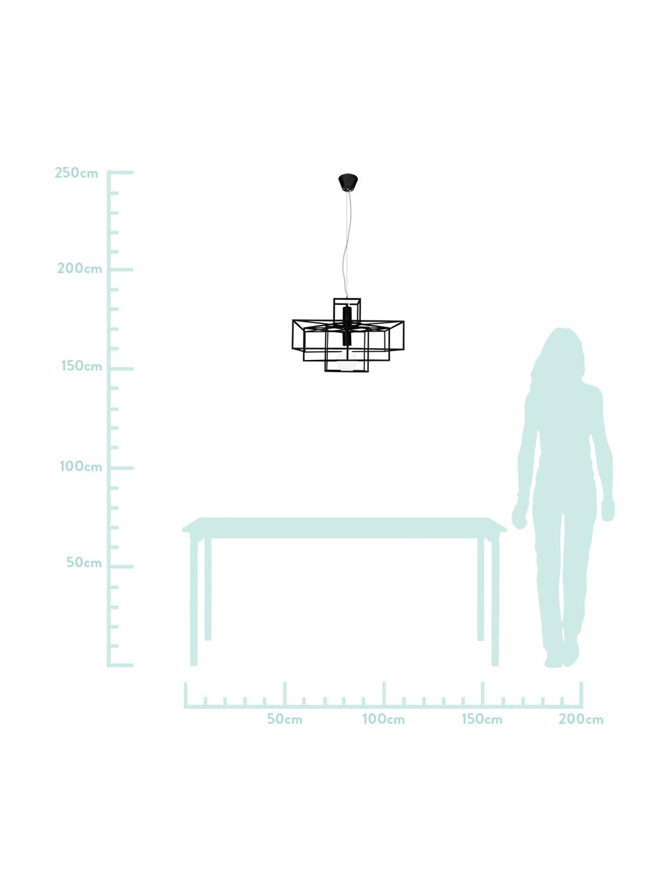 Lampada a sospensione Cube, Metallo verniciato, Nero opaco, Larg. 46 x Alt. 50 cm