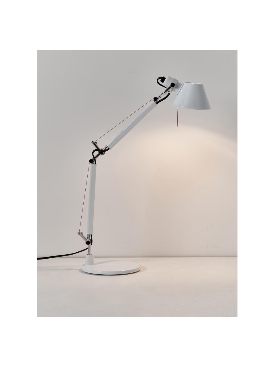 Lampa biurkowa Tolomeo Micro, Stelaż: aluminium powlekane, Biały, S 45 x W 37-73 cm