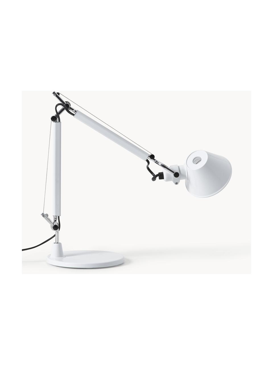 Lampa biurkowa Tolomeo Micro, Stelaż: aluminium powlekane, Biały, S 45 x W 37-73 cm