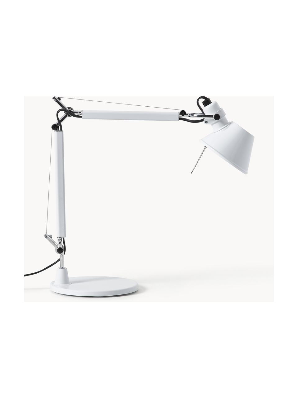 Lampa biurkowa Tolomeo Micro, Stelaż: aluminium powlekane, Biały, S 45 x W 37-73 cm