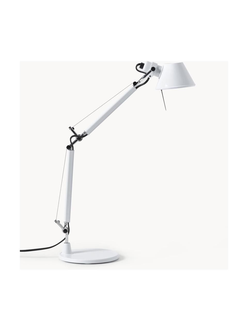 Lampa biurkowa Tolomeo Micro, Stelaż: aluminium powlekane, Biały, S 45 x W 37-73 cm