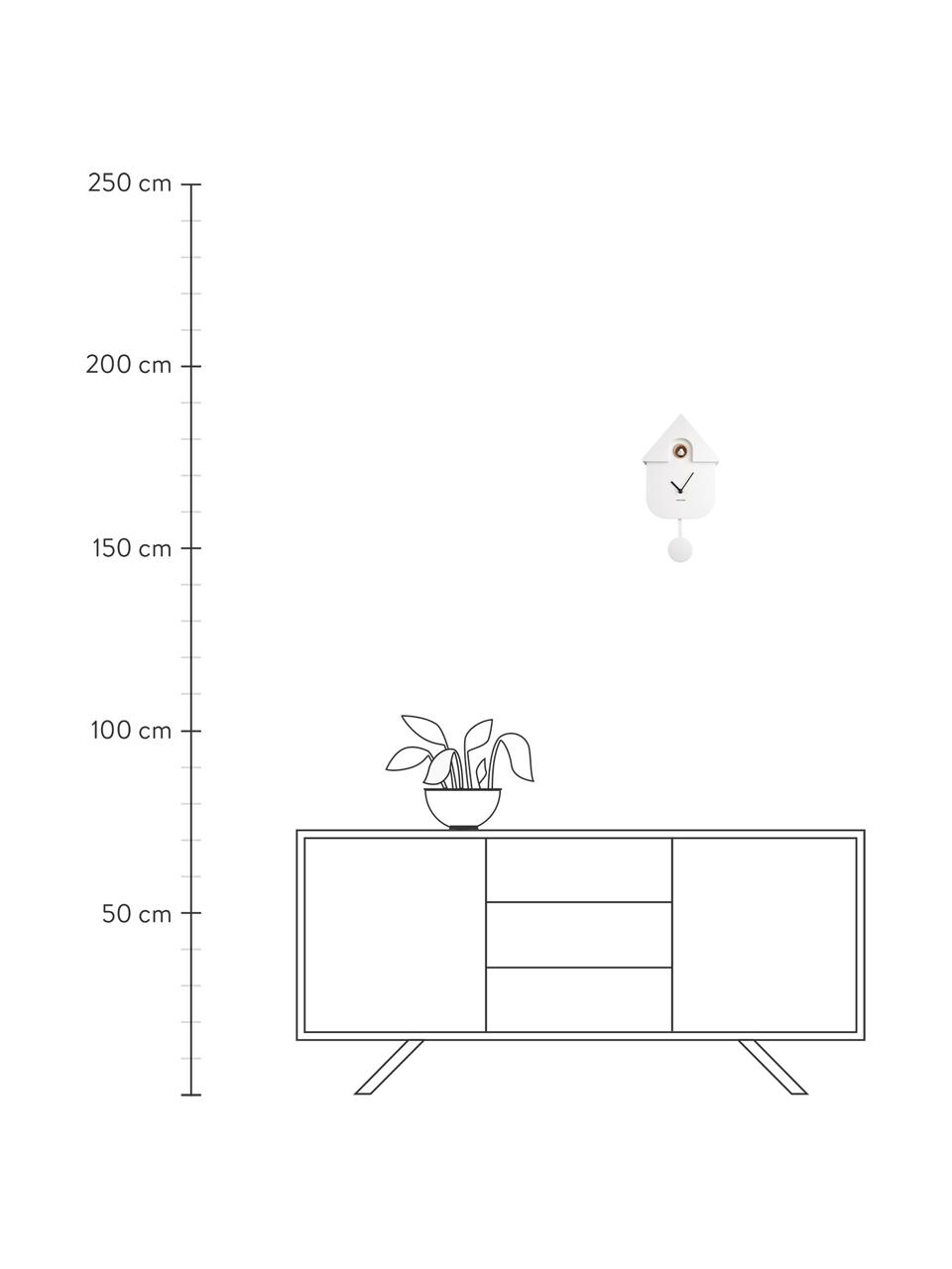 Wanduhr Modern Cuckoo, Kunststoff, Weiß, Schwarz, B 22 x H 41 cm