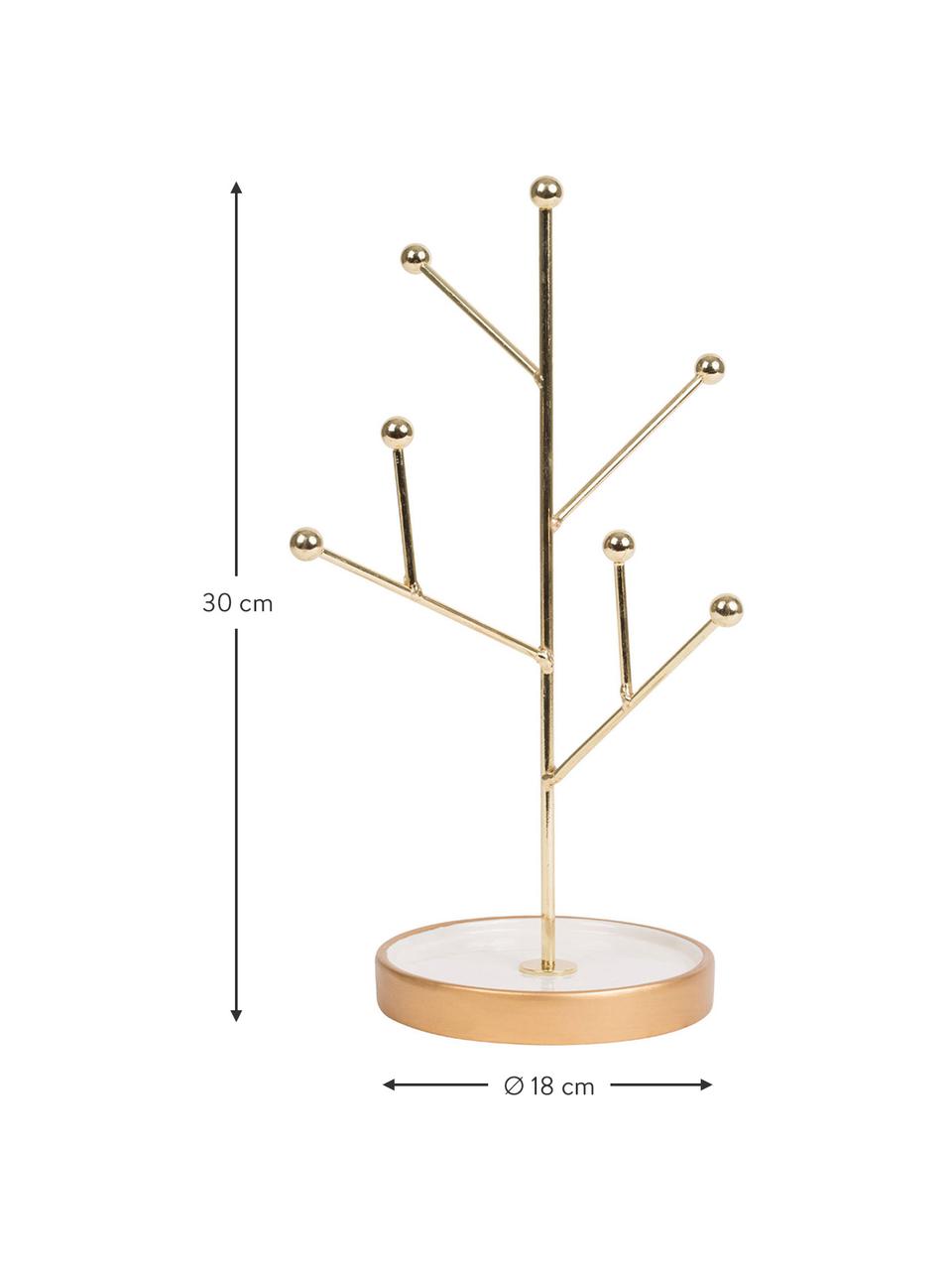 Portagioie Bijou, Metallo rivestito, ceramica, Dorato , bianco, Ø 18 x Alt. 30 cm