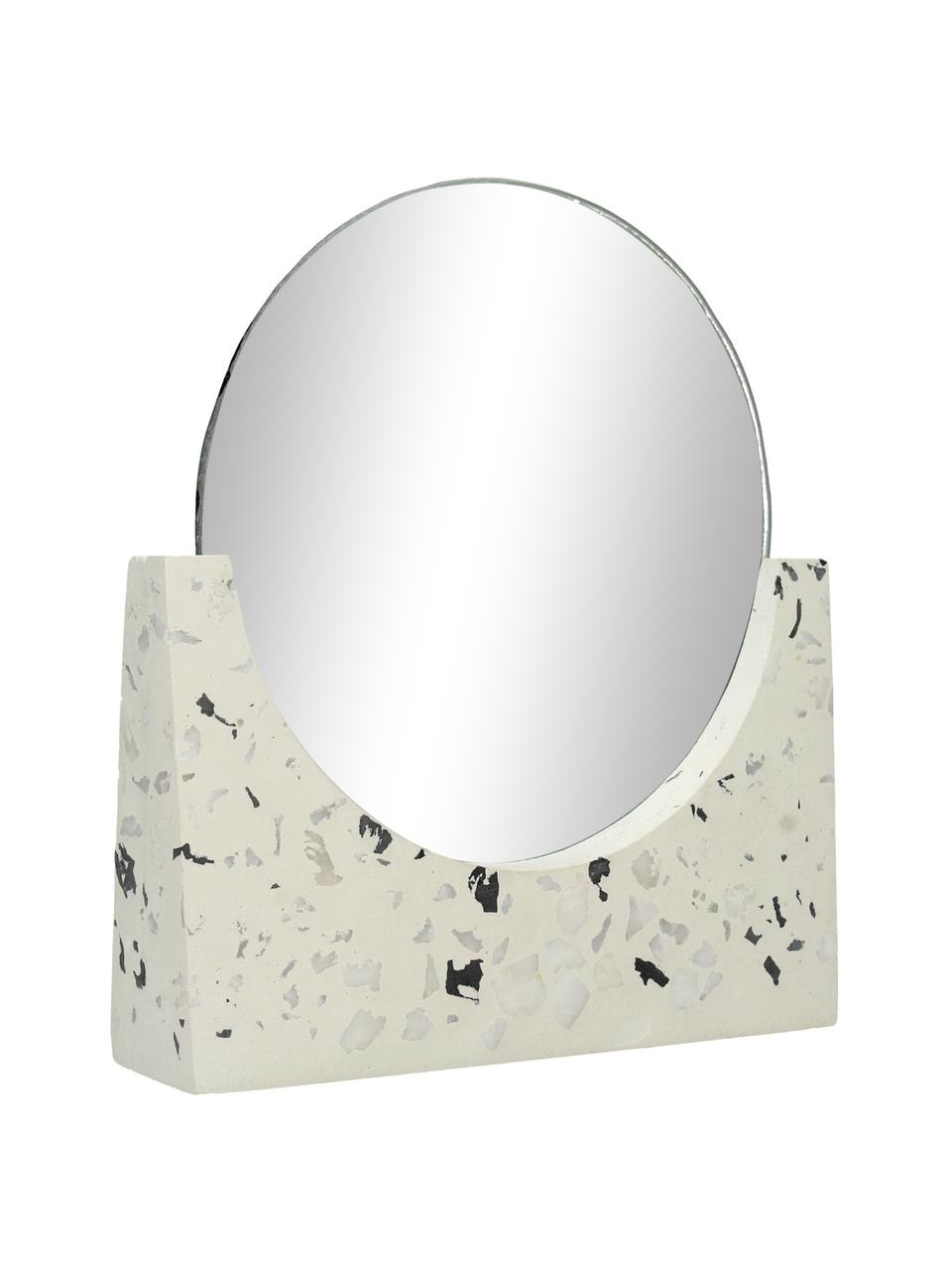 Espejo tocador redondo de terrazo Mirriam, Espejo: cristal, Blanco, An 17 x Al 17 cm