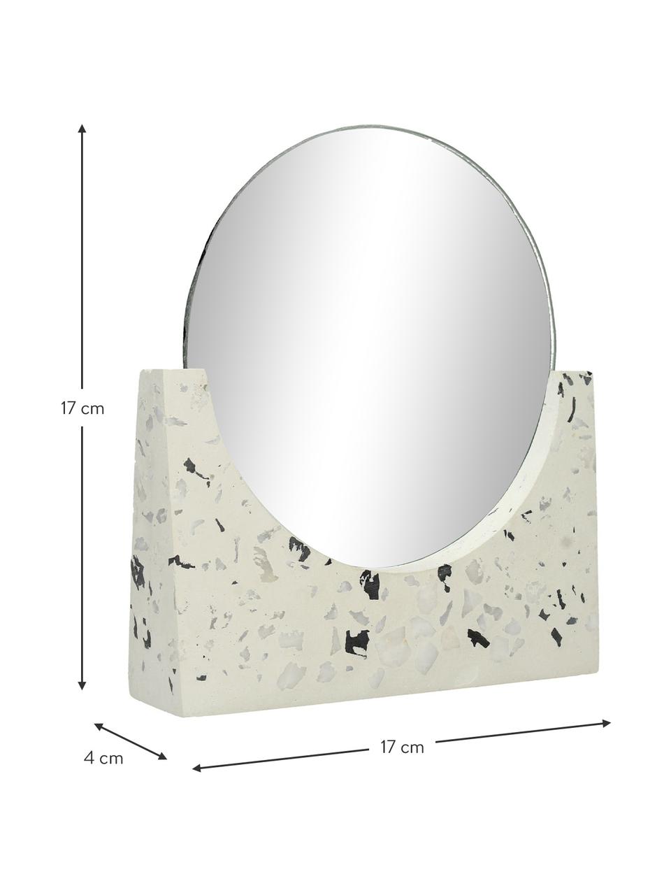 Runder Kosmetikspiegel Mirriam mit Terrazzosockel, Sockel: Terrazzo, Spiegelfläche: Spiegelglas, Weiß, B 17 x H 17 cm