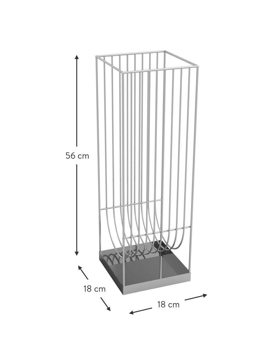 Paragüero de metal Curva, Metal recubierto, Plateado, An 18 x Al 56 cm