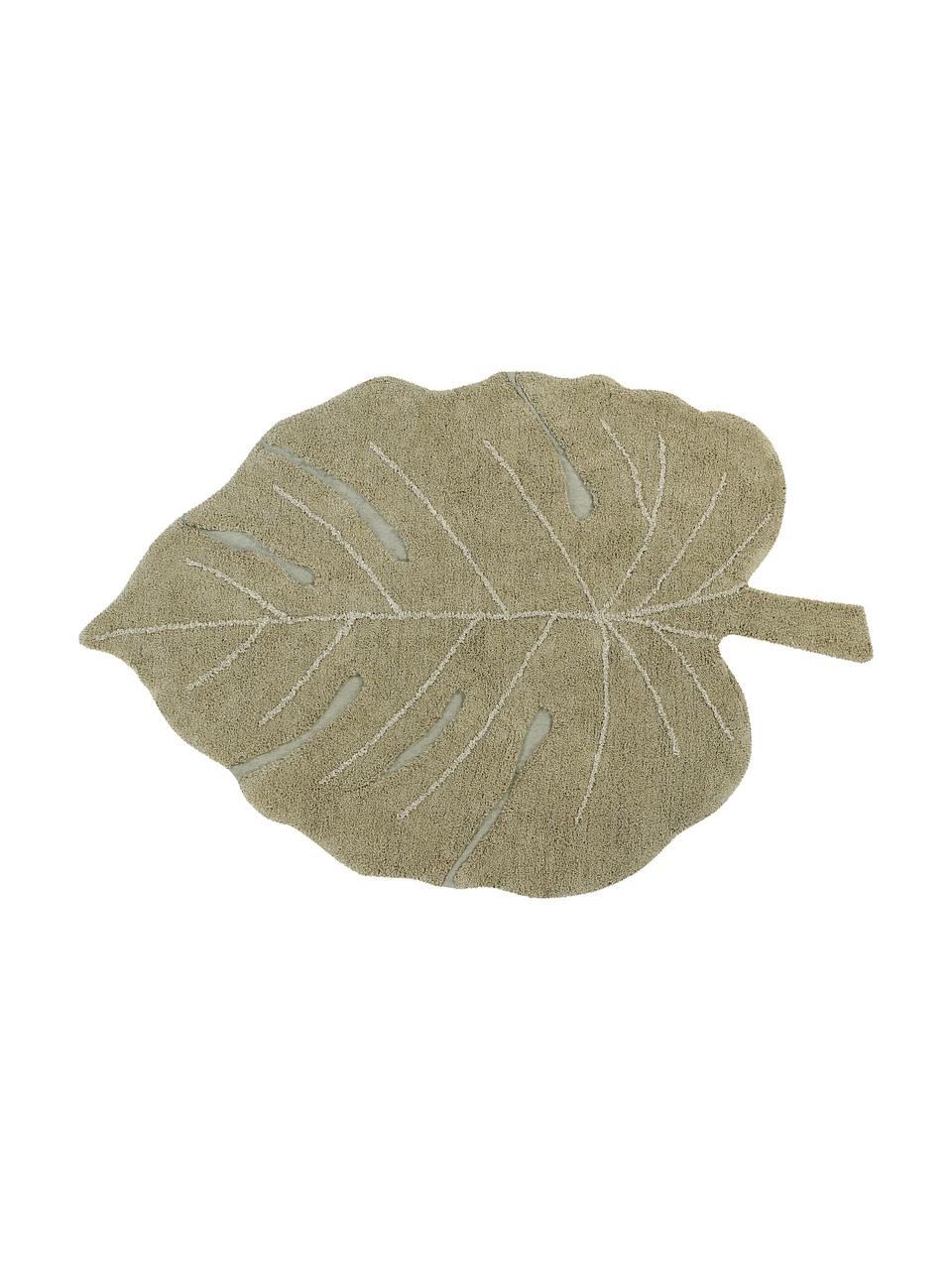 Tapis lavable vert fait main Monstera, Vert