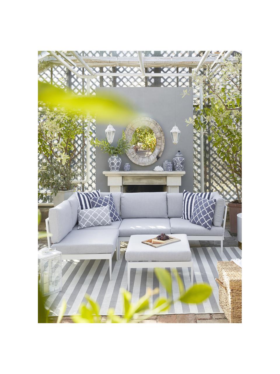 Modulaire tuin loungebank Acton, Bekleding: 100% polyester, Frame: gepoedercoat metaal, Grijs, B 226 x D 148 cm