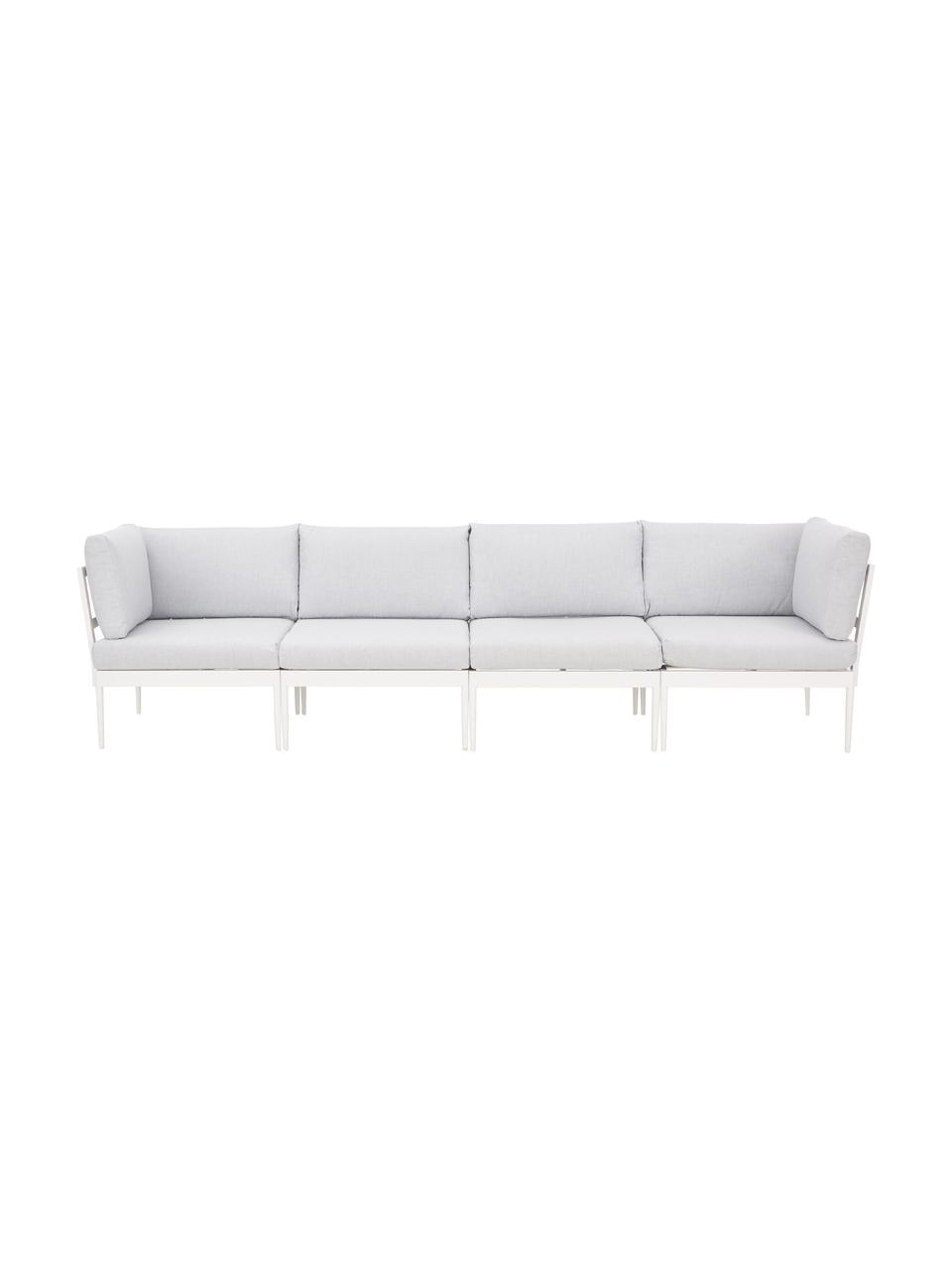 Modulaire tuin loungebank Acton, Bekleding: 100% polyester, Frame: gepoedercoat metaal, Grijs, B 226 x D 148 cm