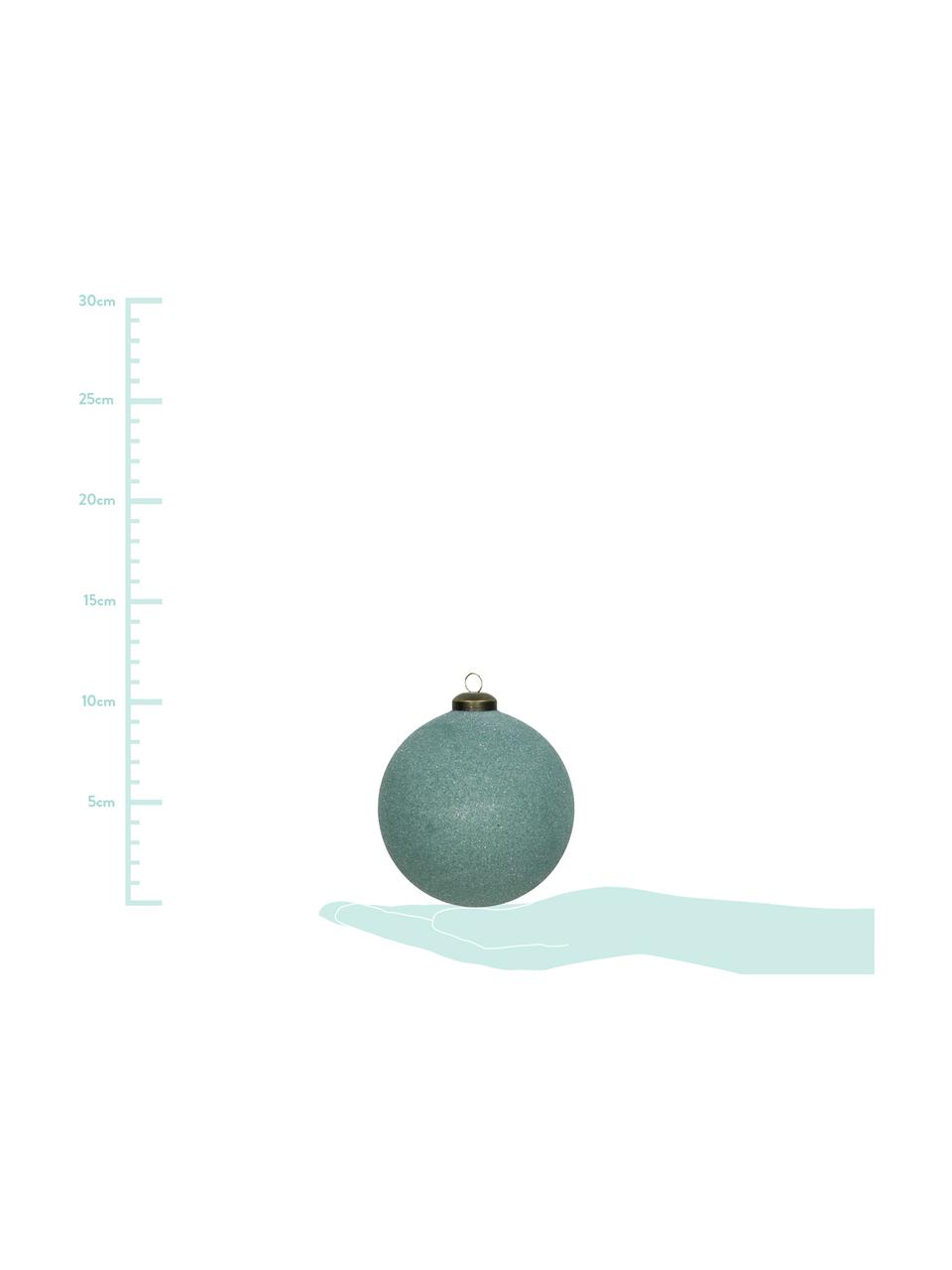 Kerstballen Bend, 2 stuks, Glas, Turquoise, Ø 10 cm