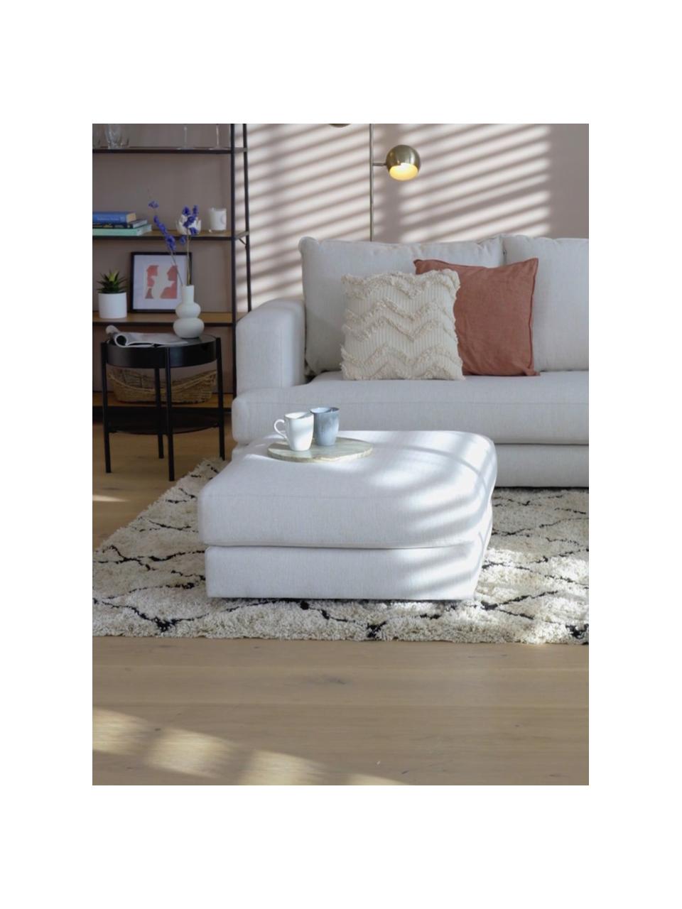 Poggiapiedi da divano in tessuto beige Tribeca, Rivestimento: 100% poliestere Il rivest, Struttura: legno di pino massiccio, Piedini: legno massiccio di faggio, Tessuto beige, Larg. 80 x Alt. 40 cm