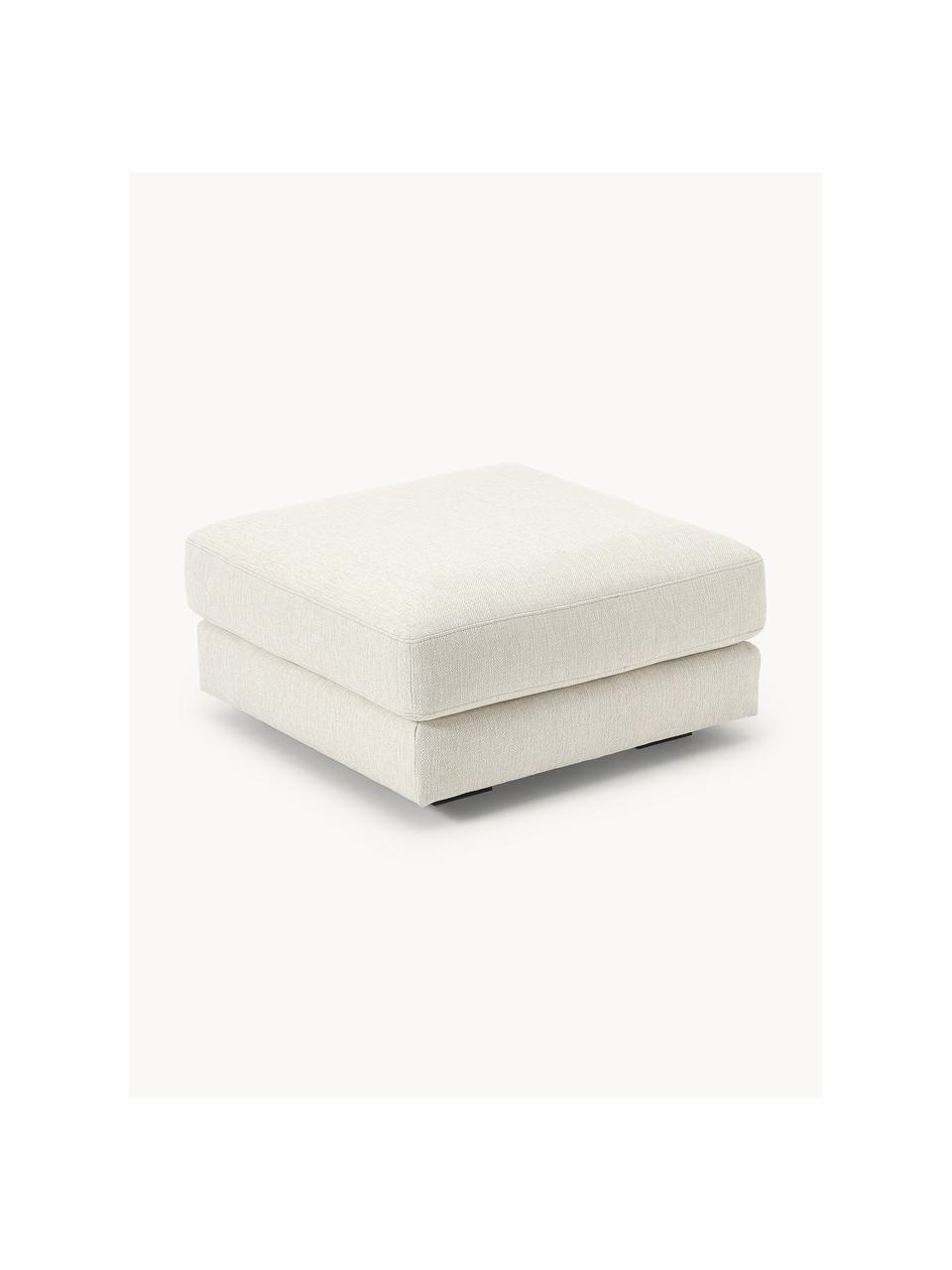 Puf Tribeca, Tapicerka: 100% poliester Dzięki tka, Stelaż: lite drewno sosnowe, Nogi: lite drewno bukowe, lakie, Kremowobiała tkanina, S 80 x G 80 cm