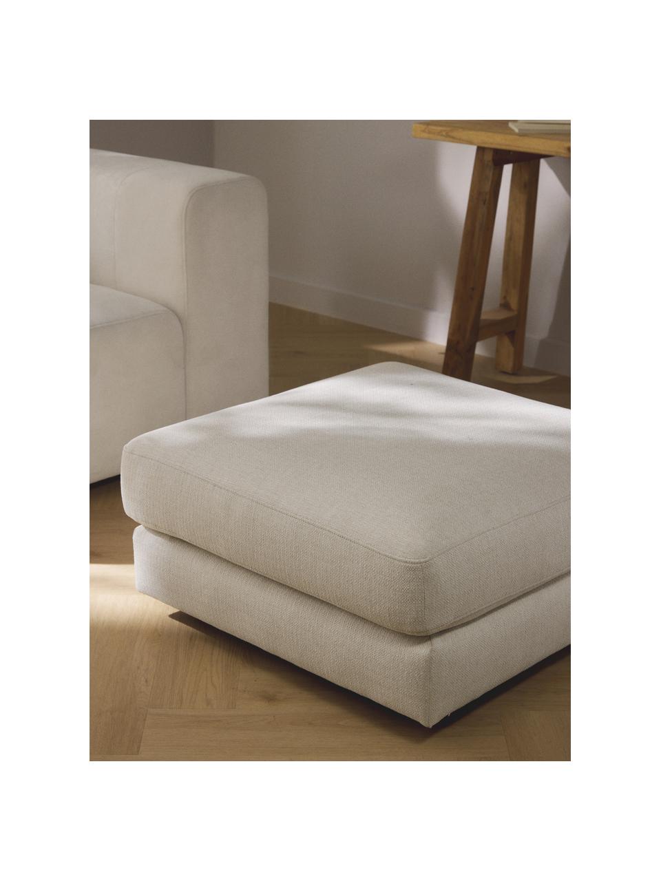 Puf Tribeca, Tapicerka: 100% poliester Dzięki tka, Stelaż: lite drewno sosnowe, Nogi: lite drewno bukowe, lakie, Kremowobiała tkanina, S 80 x G 80 cm
