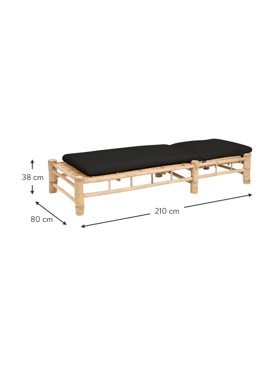 Bambus-Gartenliege Bamboo mit Polsterauflage, Gestell: Bambus, Bezug: 100% Baumwolle, Dunkelgrau, Braun, 80 x 210 cm