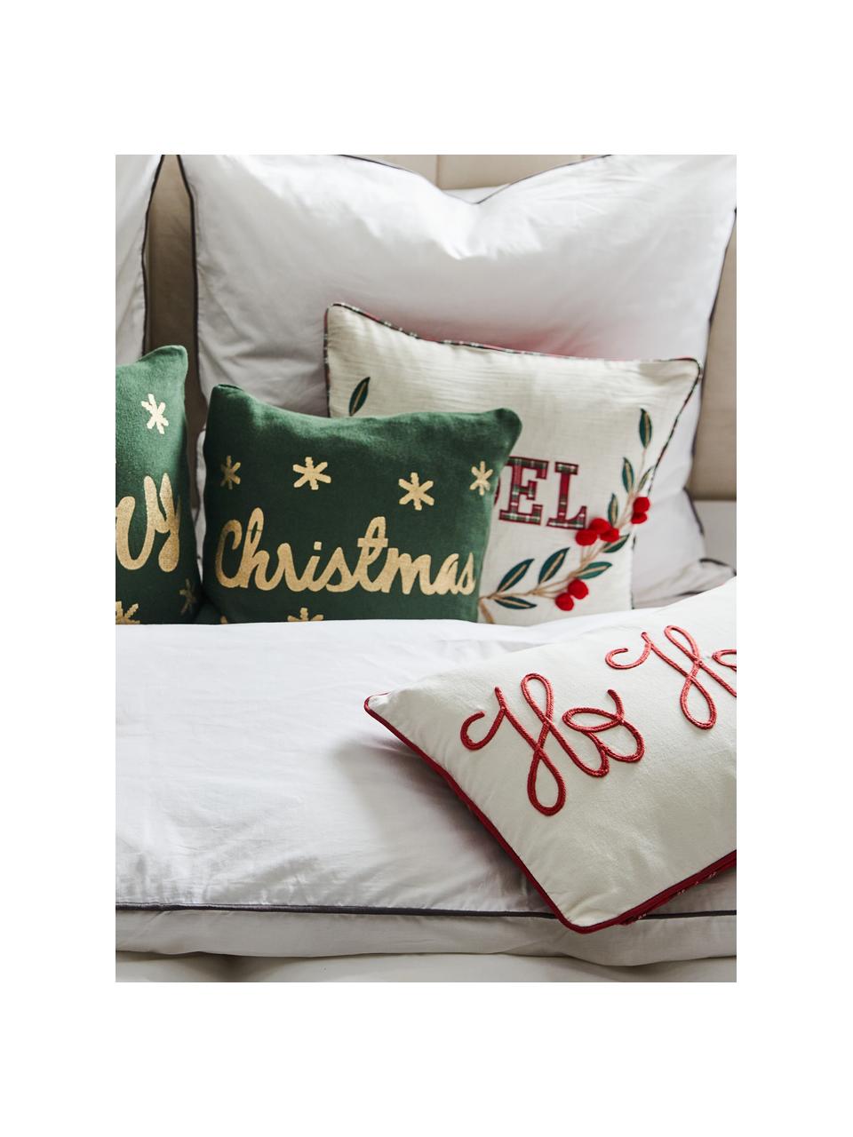 Housse de coussin 40x40 vert tricot Christmas, 100 % coton, Vert, couleur dorée, larg. 40 x long. 40 cm