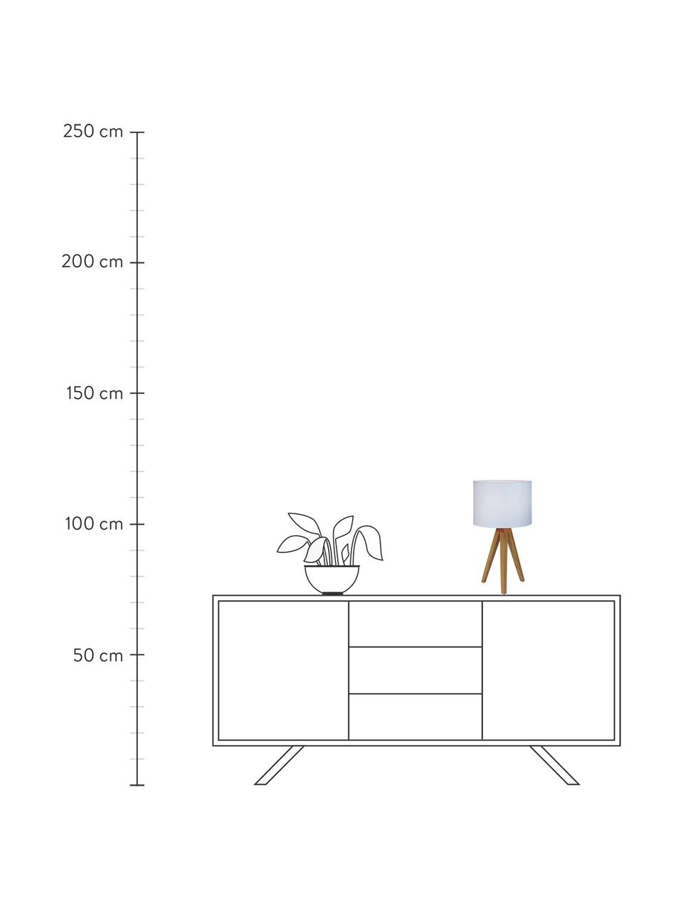 Lámpara de mesa de madera Kullen, Pantalla: poliéster, Beige, blanco, Ø 23 x Al 44 cm