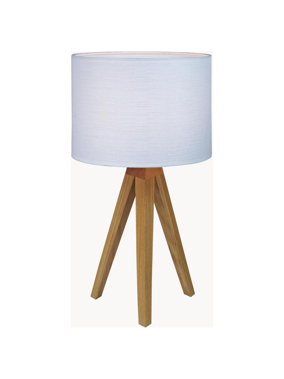 Lámpara de mesa de madera Kullen, Pantalla: poliéster, Madera clara, blanco, Ø 23 x Al 44 cm