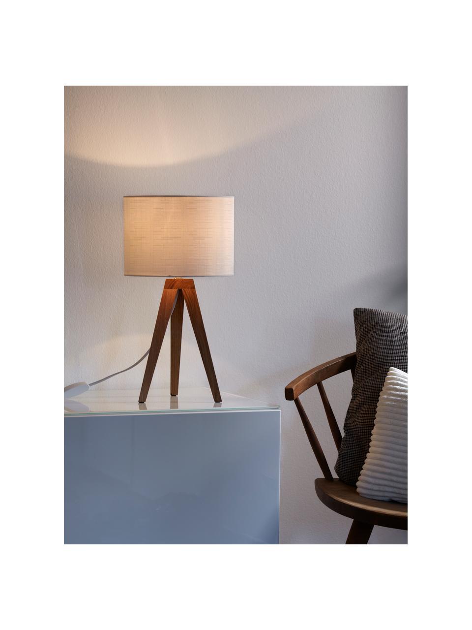 Lámpara de mesa de madera Kullen, Pantalla: poliéster, Madera clara, blanco, Ø 23 x Al 44 cm