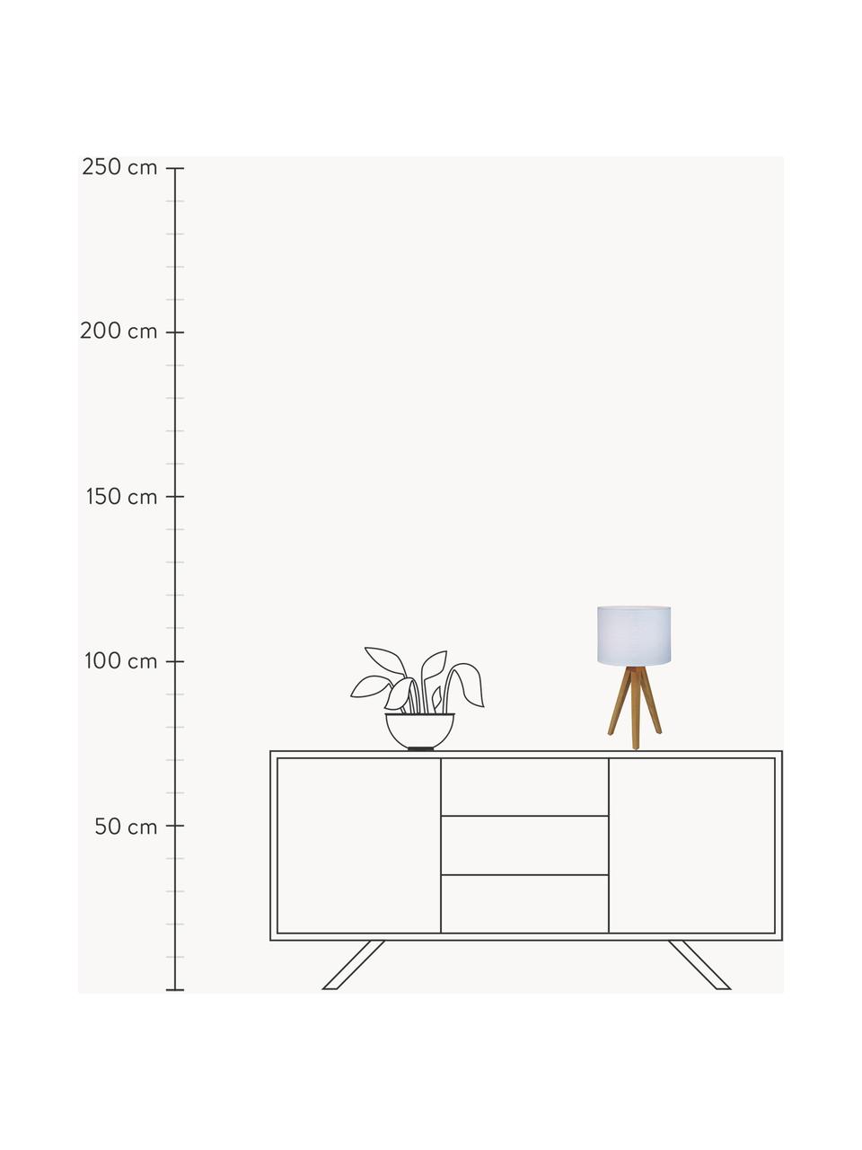 Lámpara de mesa de madera Kullen, Pantalla: poliéster, Madera clara, blanco, Ø 23 x Al 44 cm