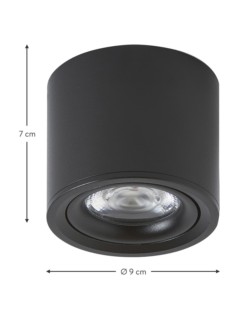 Stropná bodová LED lampa Alivia, Kov s práškovým náterom, Čierna, Ø 9 x V 7 cm