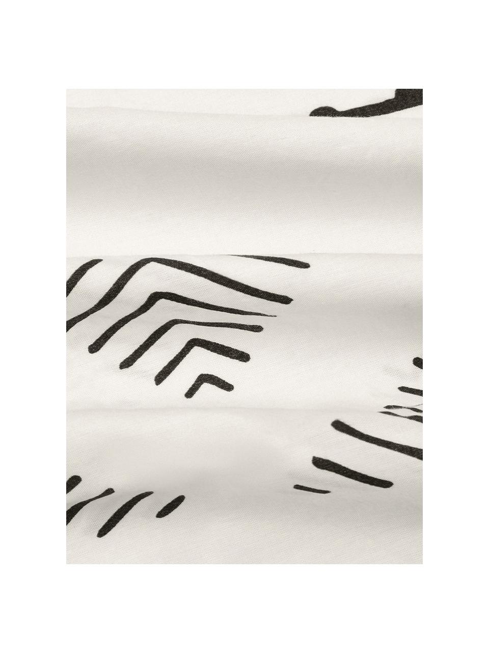 Funda nórdica de algodón Kohana, estilo boho, Blanco crema, negro, Cama 90 cm (150 x 220 cm)