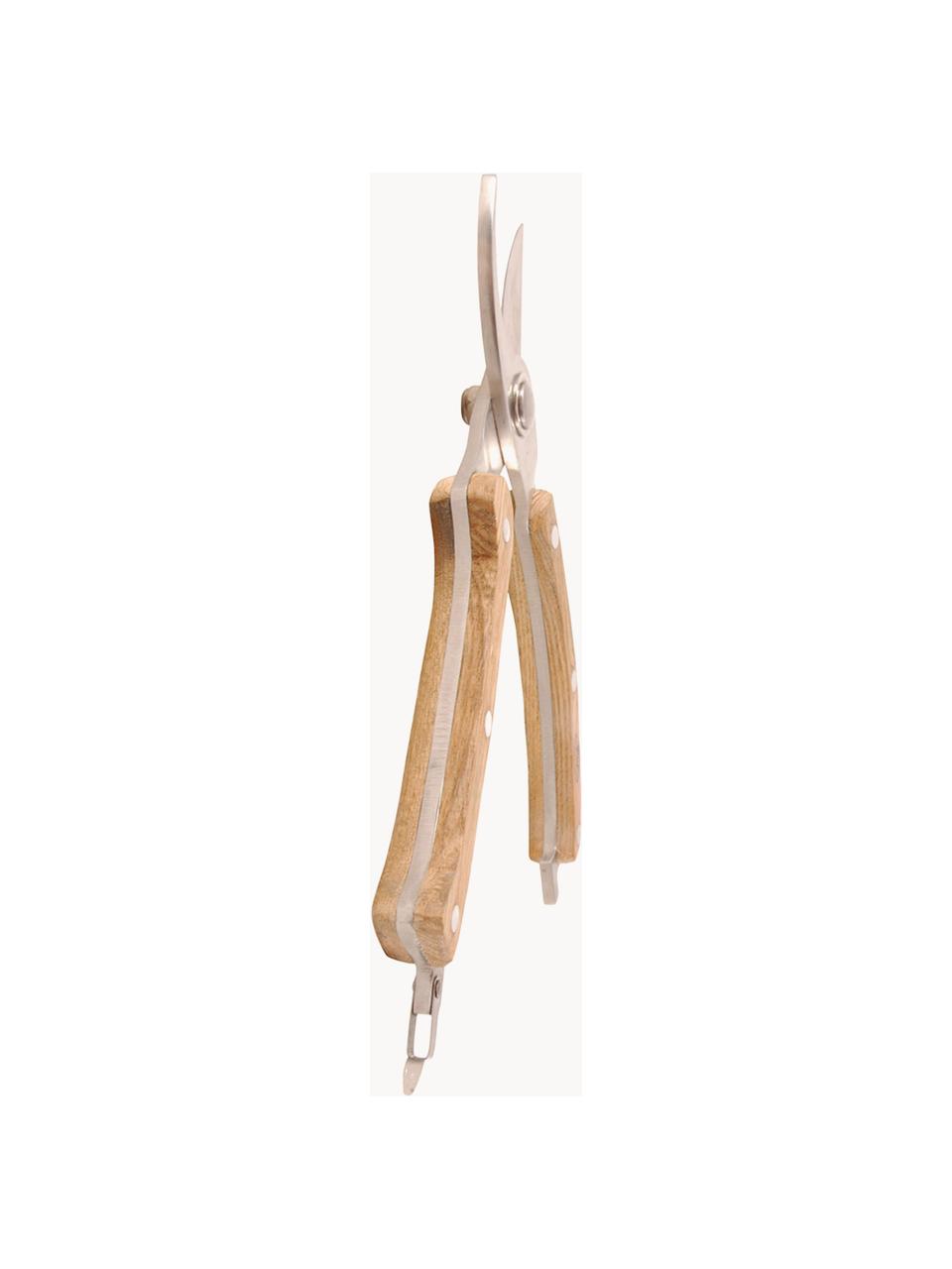 Sécateur avec manche en bois de frêne Flora, Bois clair, argenté, Long. 20 cm