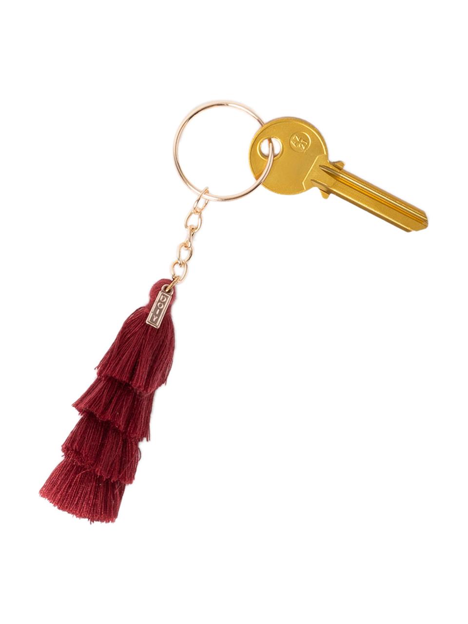 Schlüsselanhänger Tassels, Rotbraun, Stahl, 2 x 15 cm