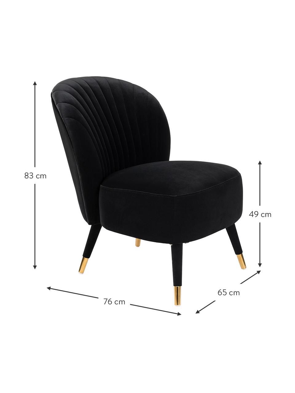 Fauteuil cocktail en velours noir Well Dressed, Velours noir